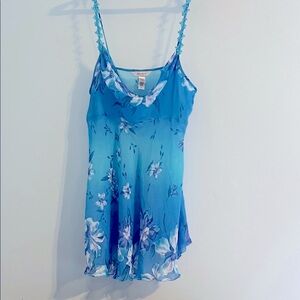 Sexy Floral Blue Sheer Nightdress L